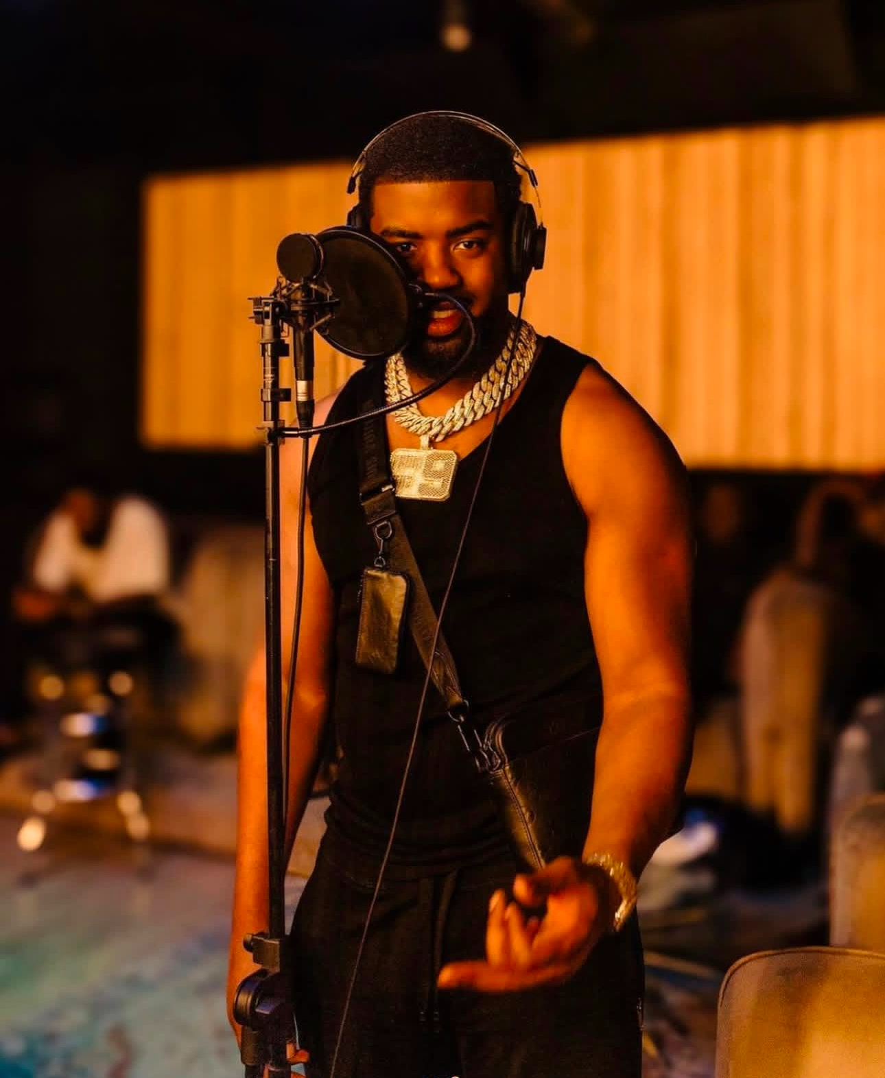 Tion Wayne at The Freeme Space production studio in Lagos during the Seyi Vibez collaboration session